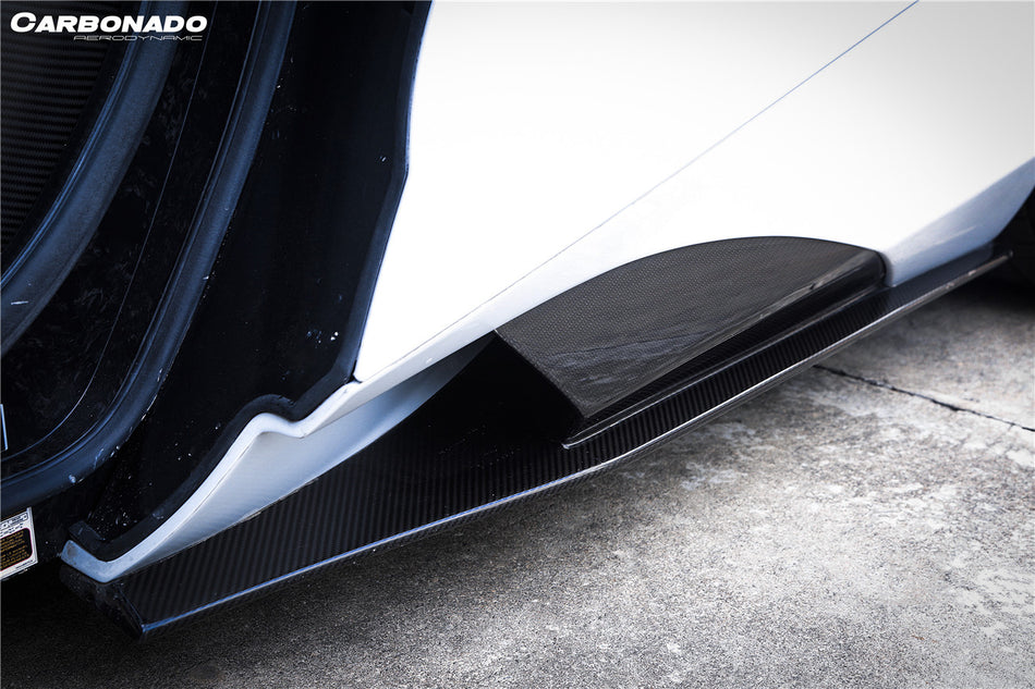 2017-2022 McLaren 720S 765LT-Style Dry Part Carbon Fiber Side Skirts - Carbonado