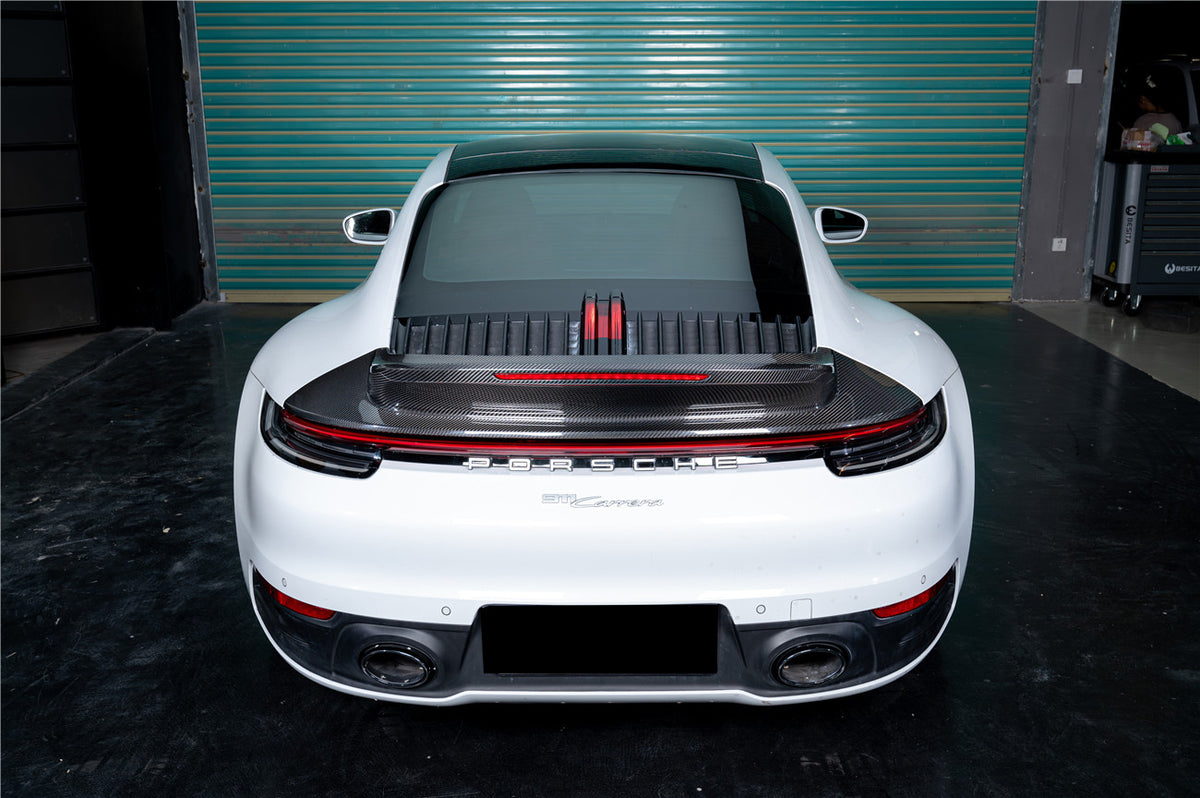 2019-2024 Porsche 911 992 Carrera SC Style Dry Carbon Fiber Trunk Wing Spoiler With LED Light - Carbonado