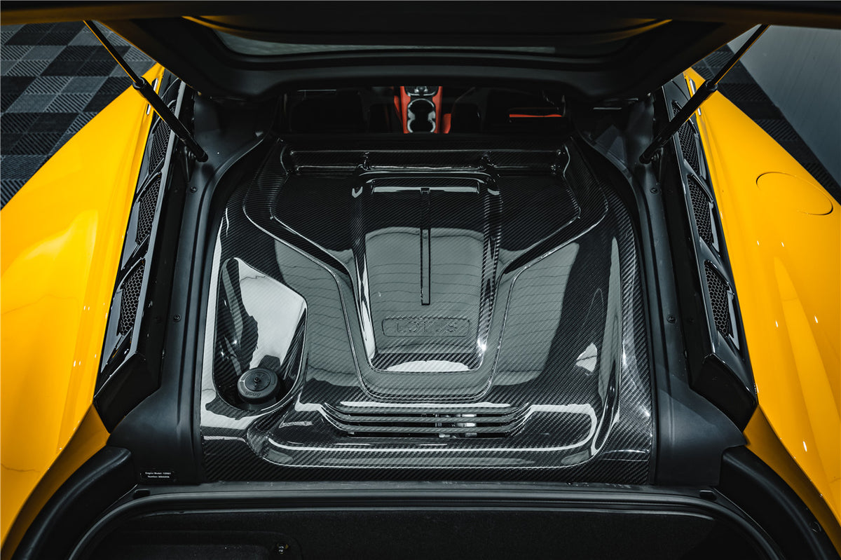 2021-2024 Lotus Emira NYO DCT MNK Style Dry Carbon Fiber Engine Cover Replacement - Carbonado
