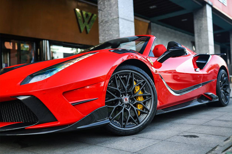 2015-2019 Ferrari 488 GTB & Spider MSY Style Part Carbon Fiber Side Skirts - Carbonado