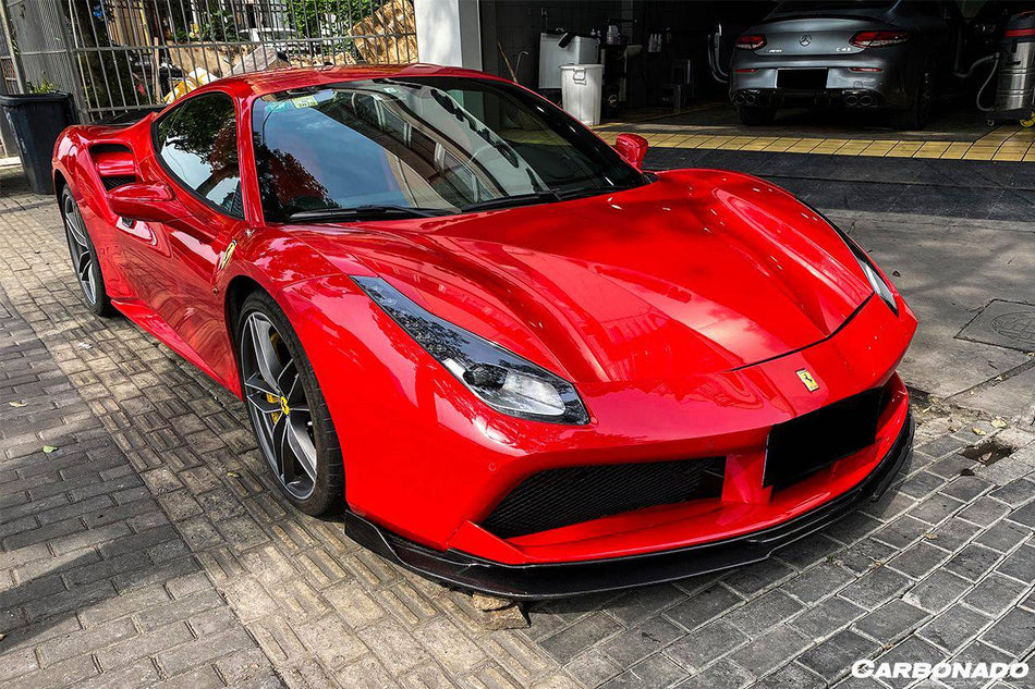 2015-2020 Ferrari 488 GTB Spider RS Style Carbon Fiber Front Lip - Carbonado