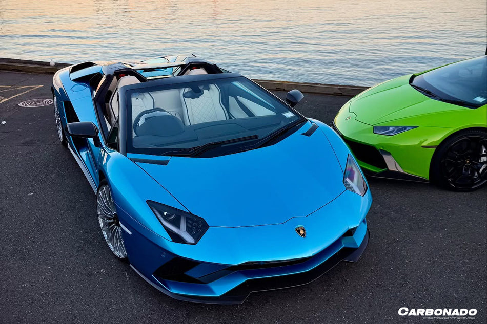 2011-2021 Lamborghini Aventador LP700 LP740 Coupe/Roadster Estilo BKSS Cucharas laterales traseras de fibra de carbono