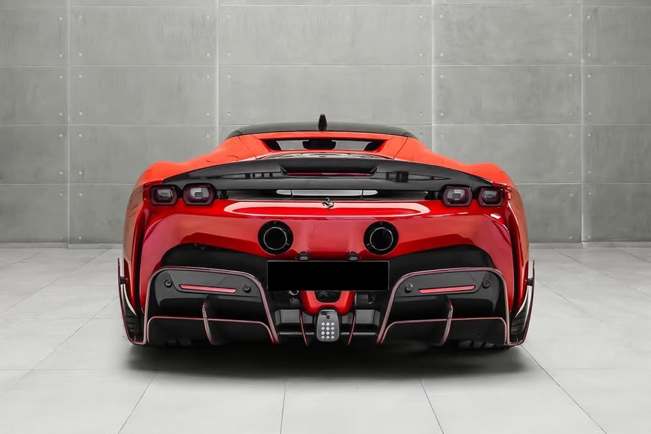 2020-UP Ferrari Autoclave Carbon Fiber Rear Diffuser Lip Carbonado (MSY) Fits: SF90 Stradale and Spider