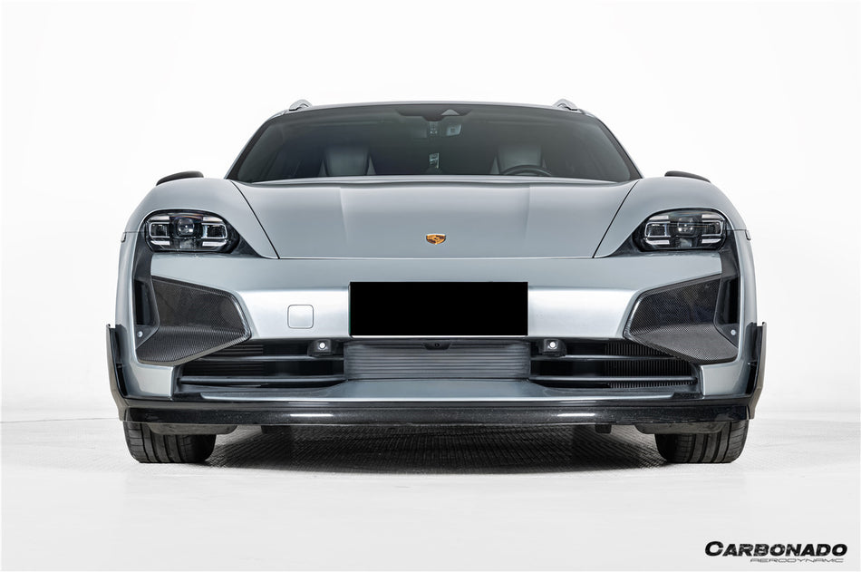 2025-UP Porsche Taycan 9J1.2 Autoclave Carbon Fiber Front Bumper Vent Trims Carbonado (OE) Fits: Turbo GT