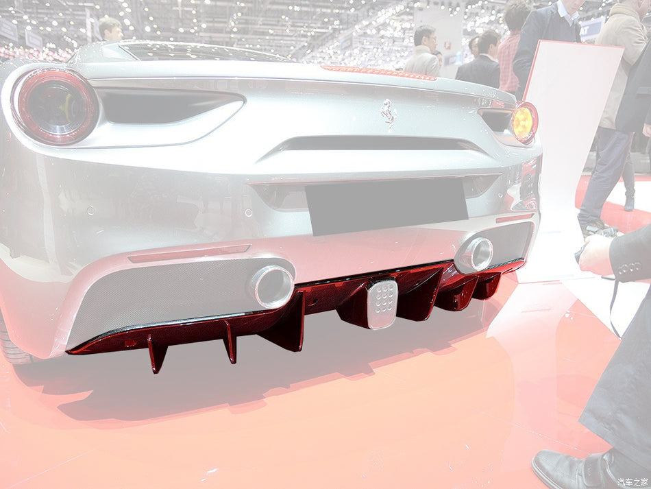 Difusor trasero de fibra de carbono estilo OE Ferrari 488 GTB Spyder 2015-2020
