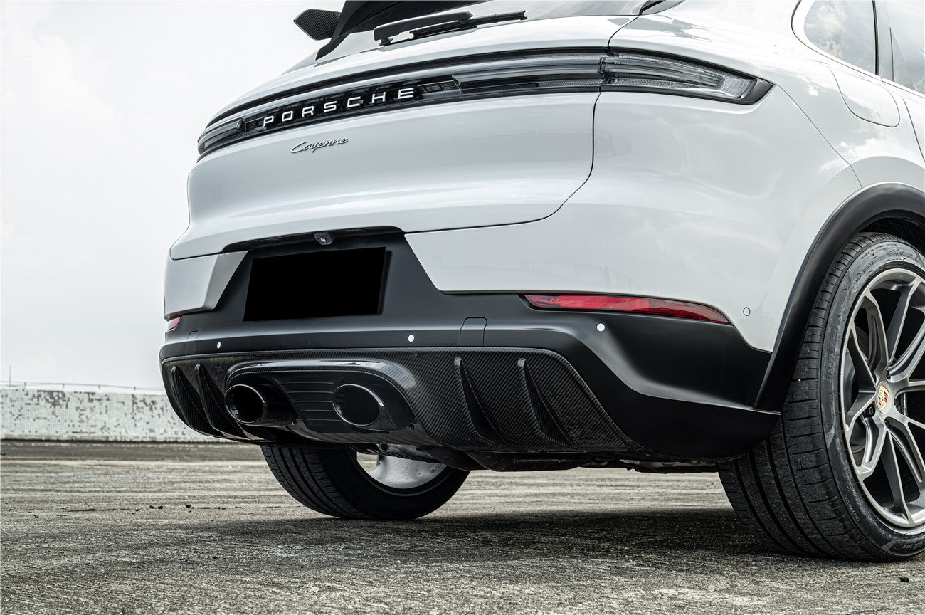 2018-2025 Porsche 9Y0 9YB 9YA Cayenne & S & Coupe & E-Hybrid TurboGT Style Rear Bumper With Exhaust Adapter Pipe - Carbonado