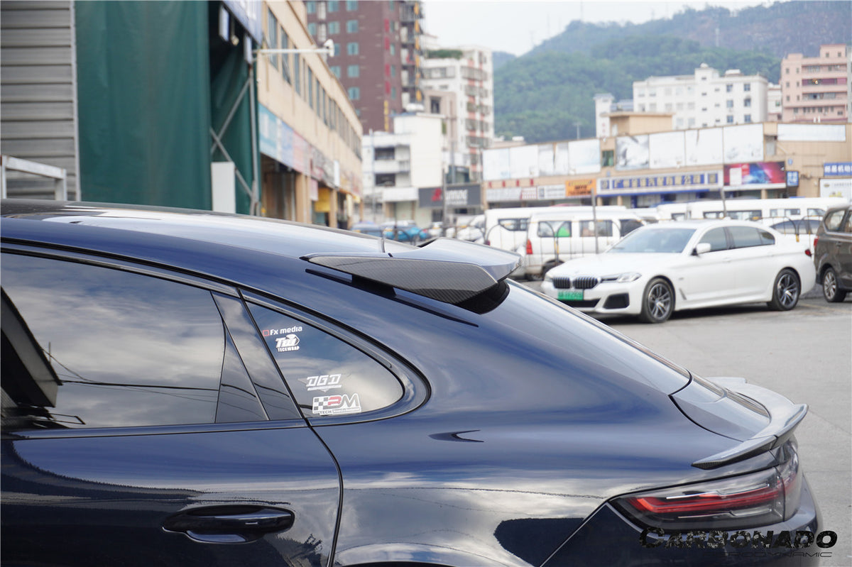 2018-2025 Porsche 9Y0 9YB Cayenne S & GTS & E-Hybrid Coupe Only Turbo Style Dry Carbon Fiber Roof Spoiler - Carbonado