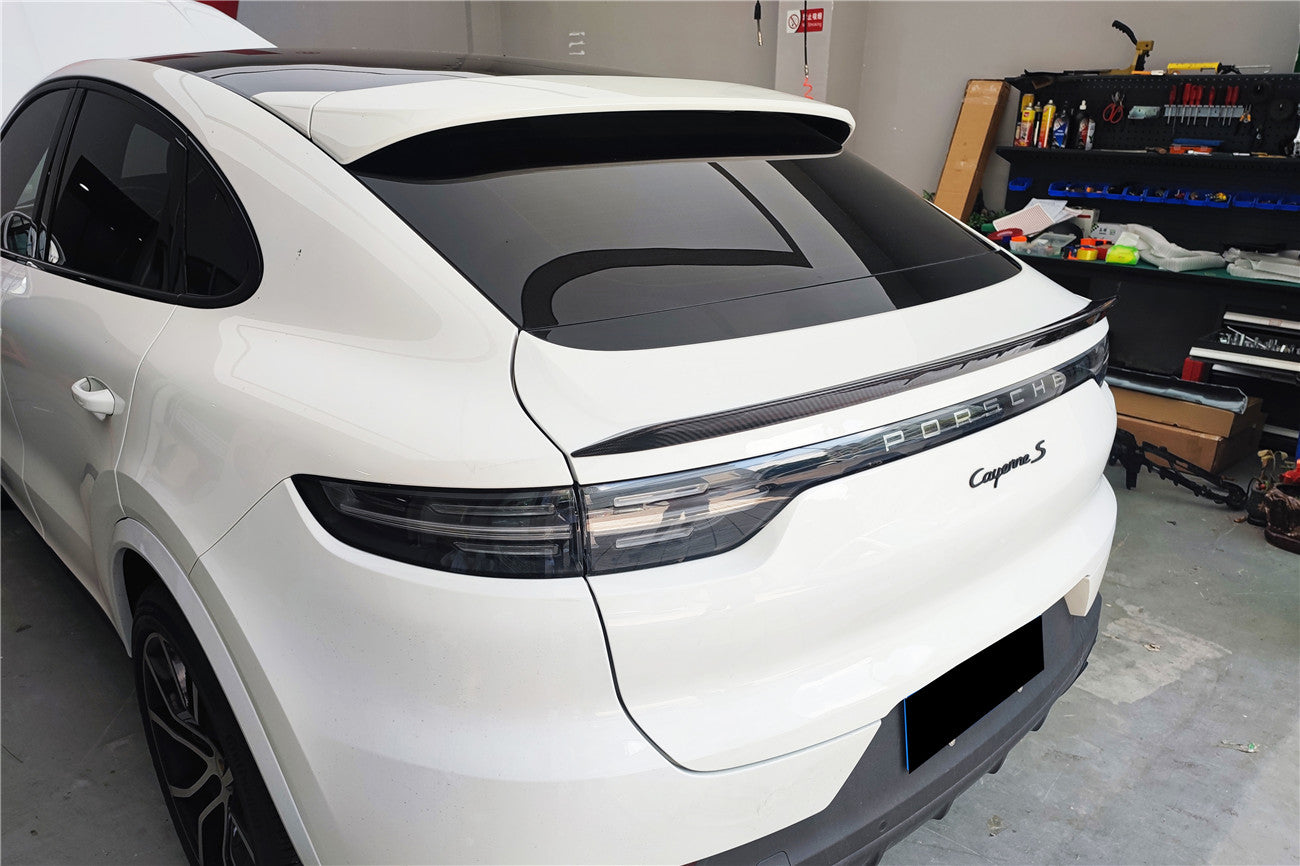 2018-2025 Porsche 9Y0 9YB Cayenne S & GTS & E-Hybrid Coupe Only Turbo Style Dry Carbon Fiber Trunk Spoiler - Carbonado