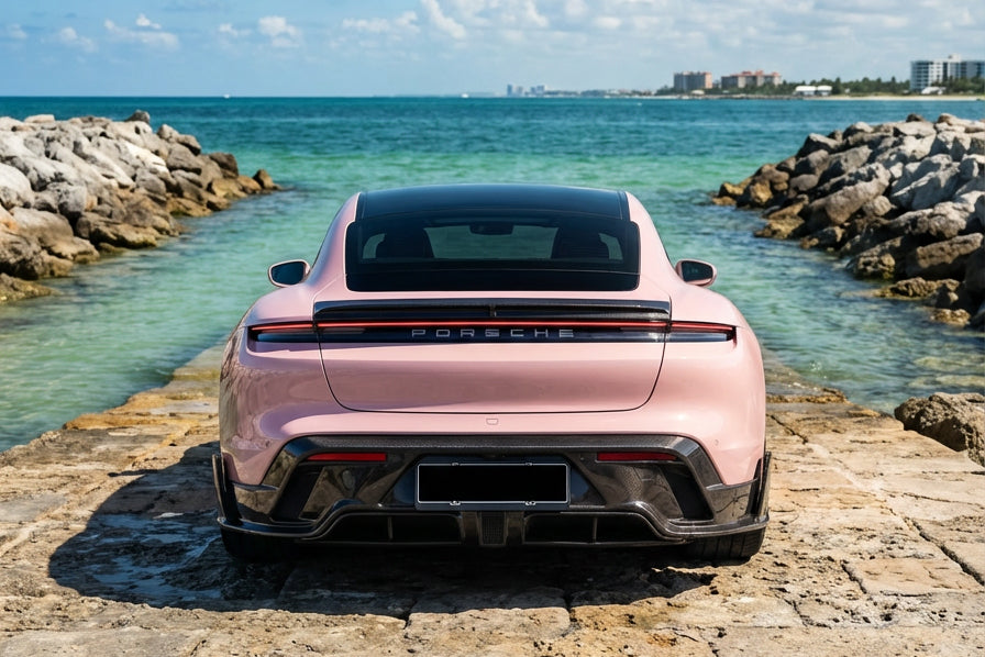 Difusor trasero de fibra de carbono estilo Porsche Taycan/4/4S/GTS/TURBO CADO 2019-2023