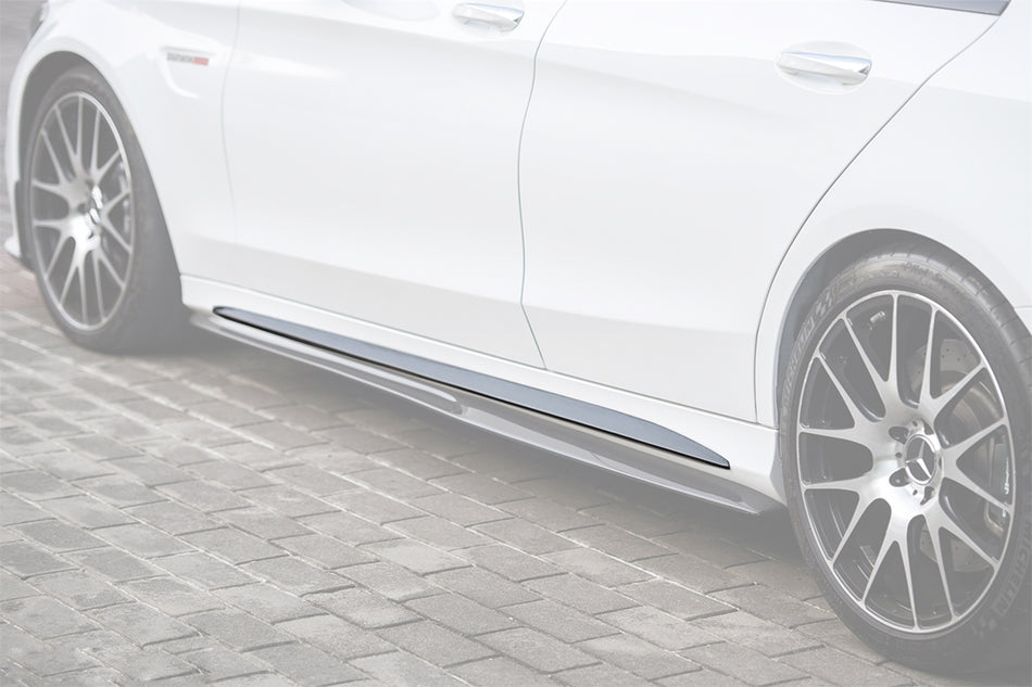 2015-2021 Mercedes Benz W205 C63 S AMG Sedan Carbon Fiber Side Skirts Add On Lip