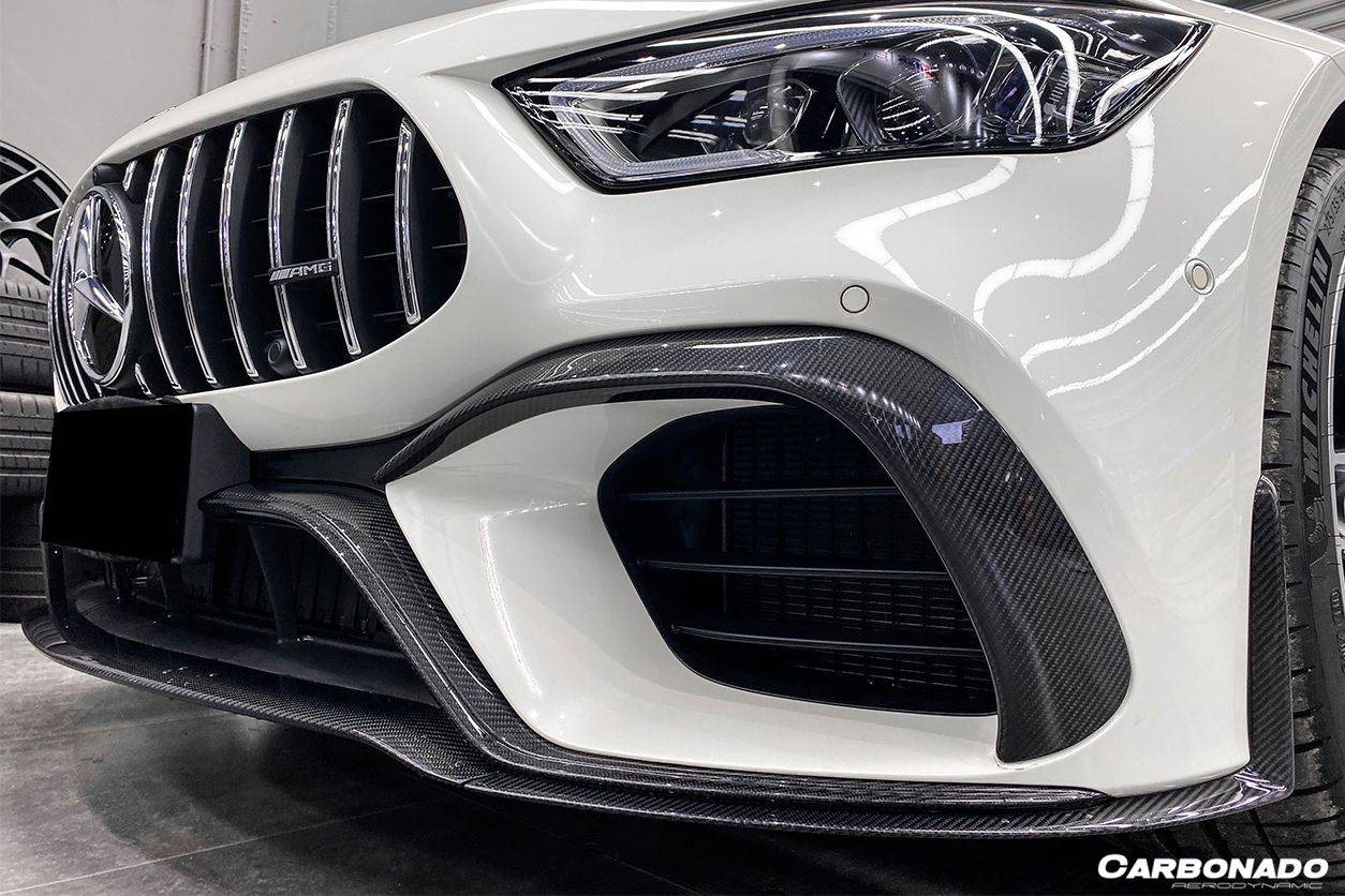 2019-2023 Mercedes Benz AMG GT63/S 4Door Coupe X290 OEM Style Carbon Fiber Middle Front Lip - Carbonado Aero