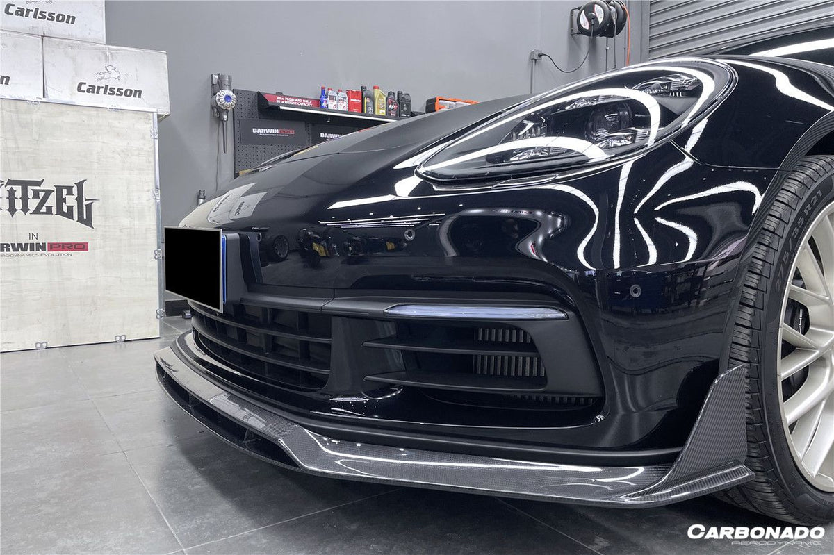 2017-2023 Porsche Panamera 971 4S/4/GTS OD Style DRY Carbon Fiber Front Lip - Carbonado Aero