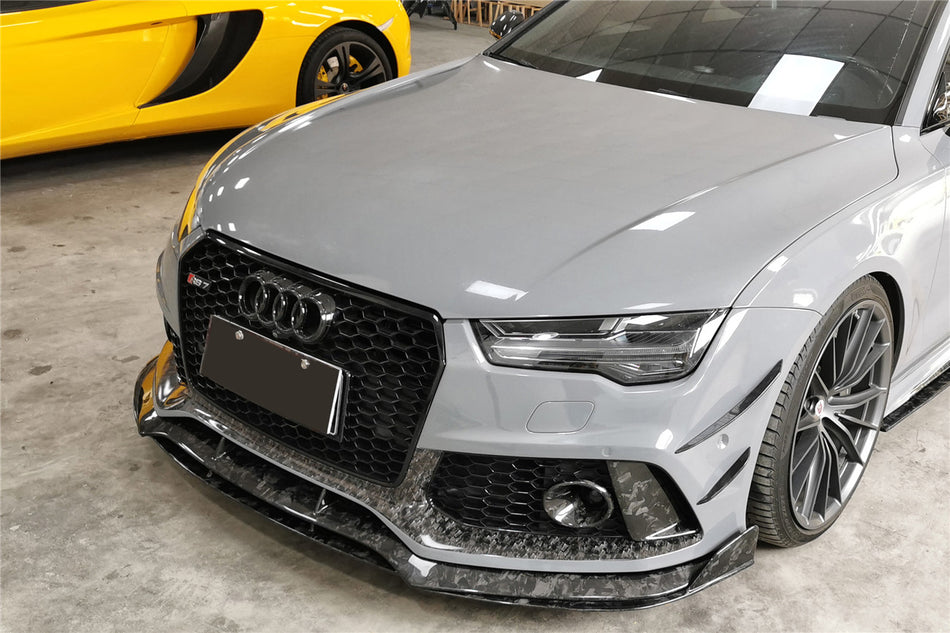 2016-2019 Audi RS7 MAN Style Dry Carbon Fiber Front Lip Splitter - Carbonado