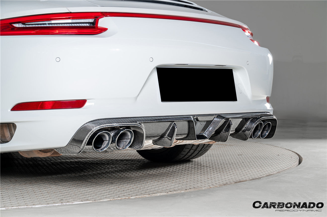 2017-2019 Porsche 911 991.2 Carrera KA Style Dry Carbon Fiber Rear Lip Diffuser - Carbonado