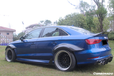 2013-2020 Audi RS3 S3 A3 Sline Sedan BKSS Style Carbon Fiber Side Skirts & Side Skirts Under Board Canard - Carbonado Aero