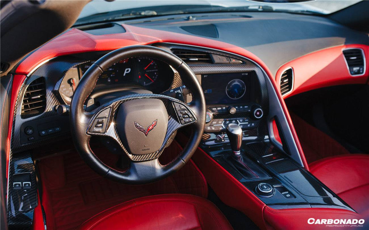 2013-2019 Corvette C7 Z06 Grandsport Dry Carbon Fiber Outside Gears Panel Protective Cover Trim - Carbonado Aero