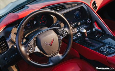 2013-2019 Corvette C7 Z06 Grandsport Dry Carbon Fiber Outside Gears Panel Protective Cover Trim - Carbonado Aero