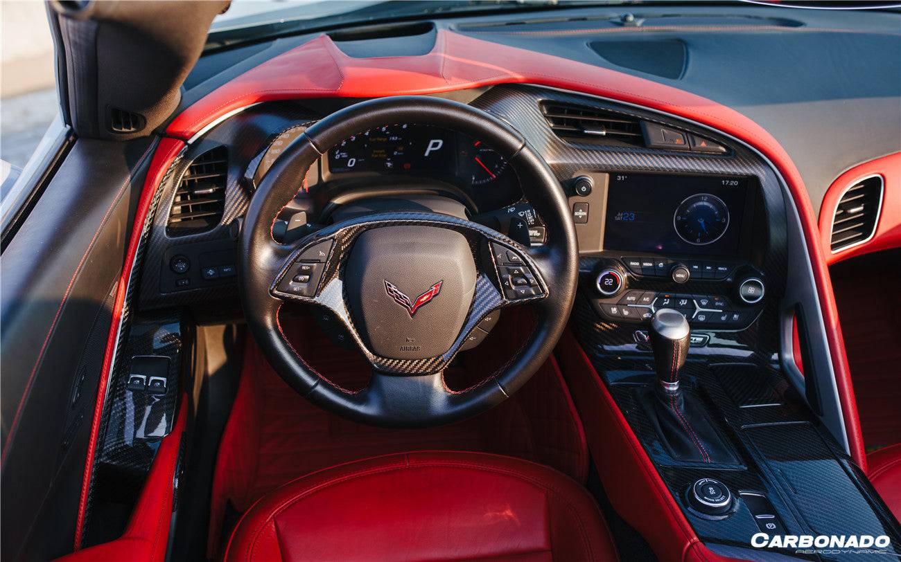 2013-2019 Corvette C7 Z06 Grandsport Dry Carbon Fiber Outside Gears Panel Protective Cover Trim - Carbonado Aero