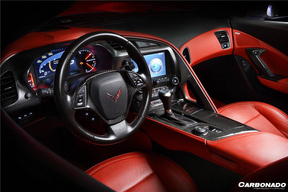 2013-2019 Corvette C7 Z06 Grandsport Dry Carbon Fiber Interior Door Handle molding Cover Trims - Carbonado