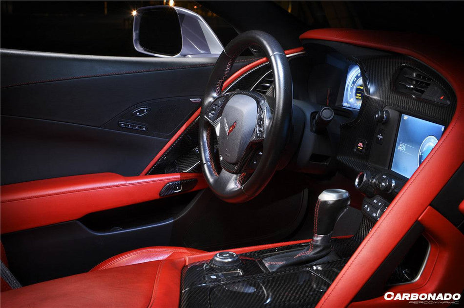 2013-2019 Corvette C7 Z06 Grandsport Dry Carbon Fiber Interior driver Window Switch Side Armrest Panel cover Trim - Carbonado