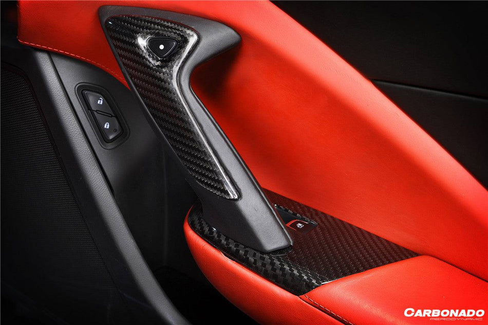 2013-2019 Corvette C7 Z06 Grandsport Dry Carbon Fiber Interior passenger Window Switch Side Armrest Panel cover Trim - Carbonado