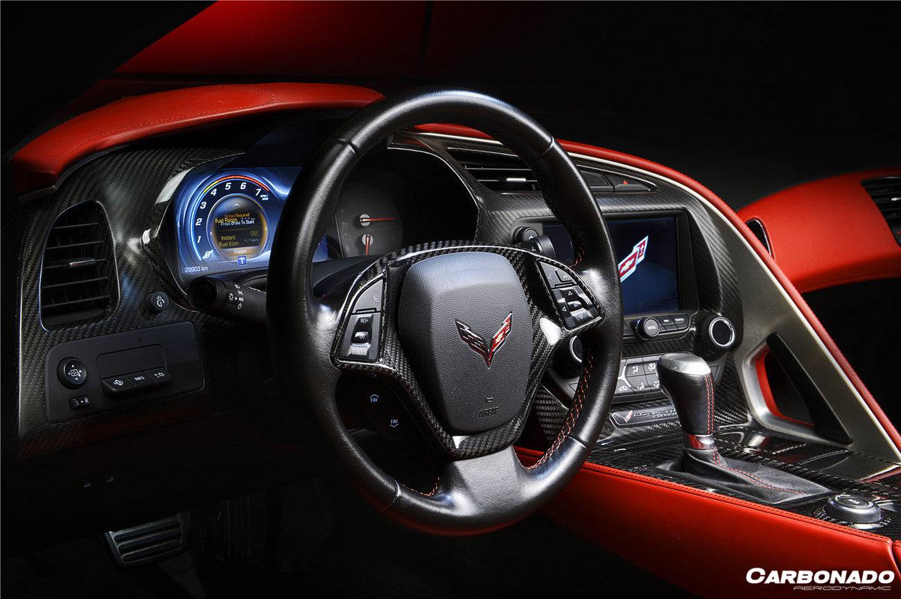 2013-2019 Corvette C7 Z06 Grandsport Dry Carbon Fiber interior Steering Wheel Cover Trim - Carbonado Aero