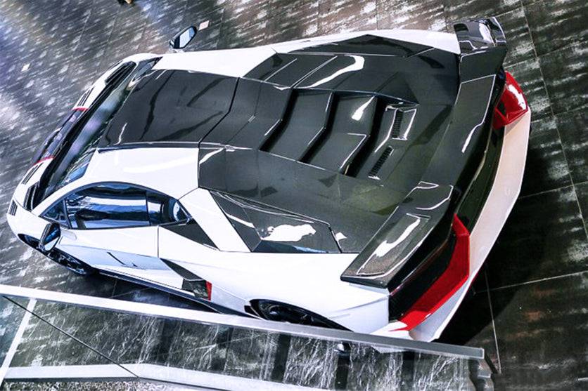 2011-2016 Lamborghini Aventador LP700 Coupe BKSS Style Carbon Fiber Engine Trunk - Carbonado