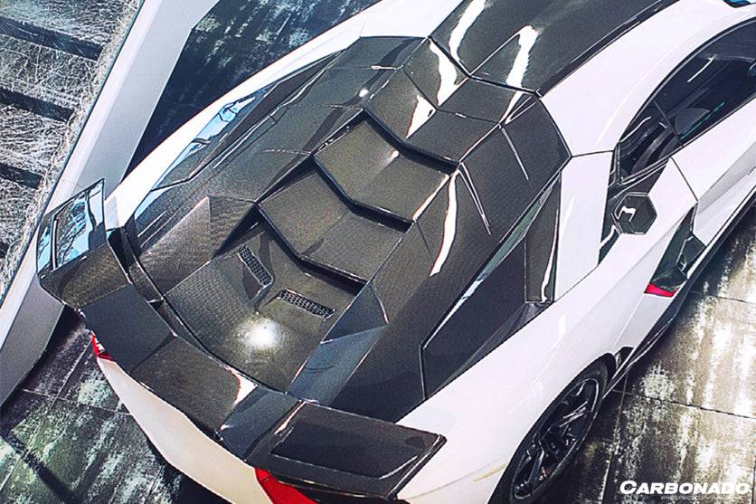 2011-2016 Lamborghini Aventador LP700 Coupe BKSS Style Carbon Fiber Engine Trunk - Carbonado