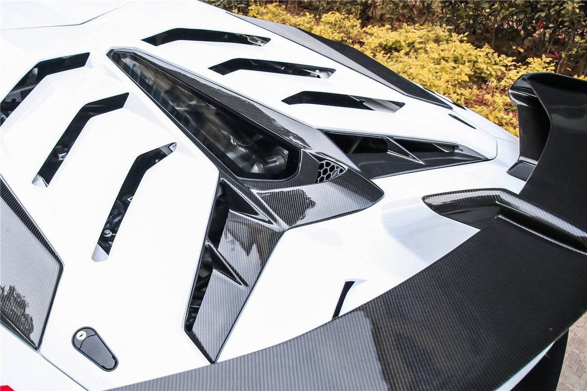 2011-2021 Lamborghini Aventador LP700 LP740 LP750 Coupe Roadster SVJ Style Part DRY Carbon Fiber Engine Hood And Wing - Carbonado