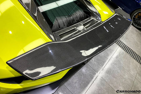 2015-2020 Lamborghini Huracan LP610 LP580 DC Style Carbon Fiber Trunk Spoiler Wing w/ Base - Carbonado Aero
