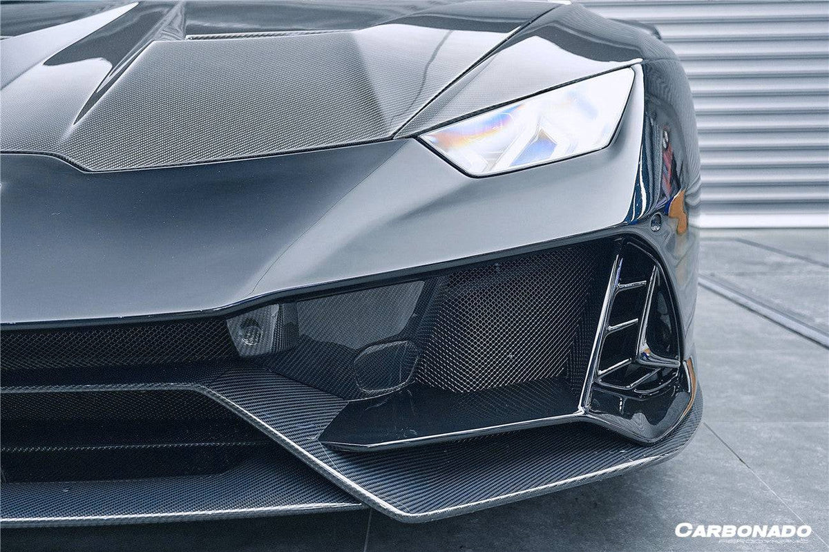 2015-2023 Lamborghini Huracan LP610/LP580/EVO EVO-4WD Style Partial Carbon Front Bumper - Carbonado Aero