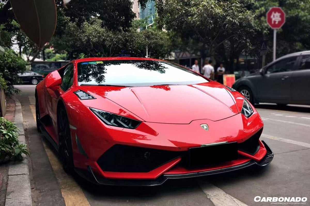2015-2020 Lamborghini Huracan LP610 RZS Style Carbon Fiber Front Bumper Canard - Carbonado Aero