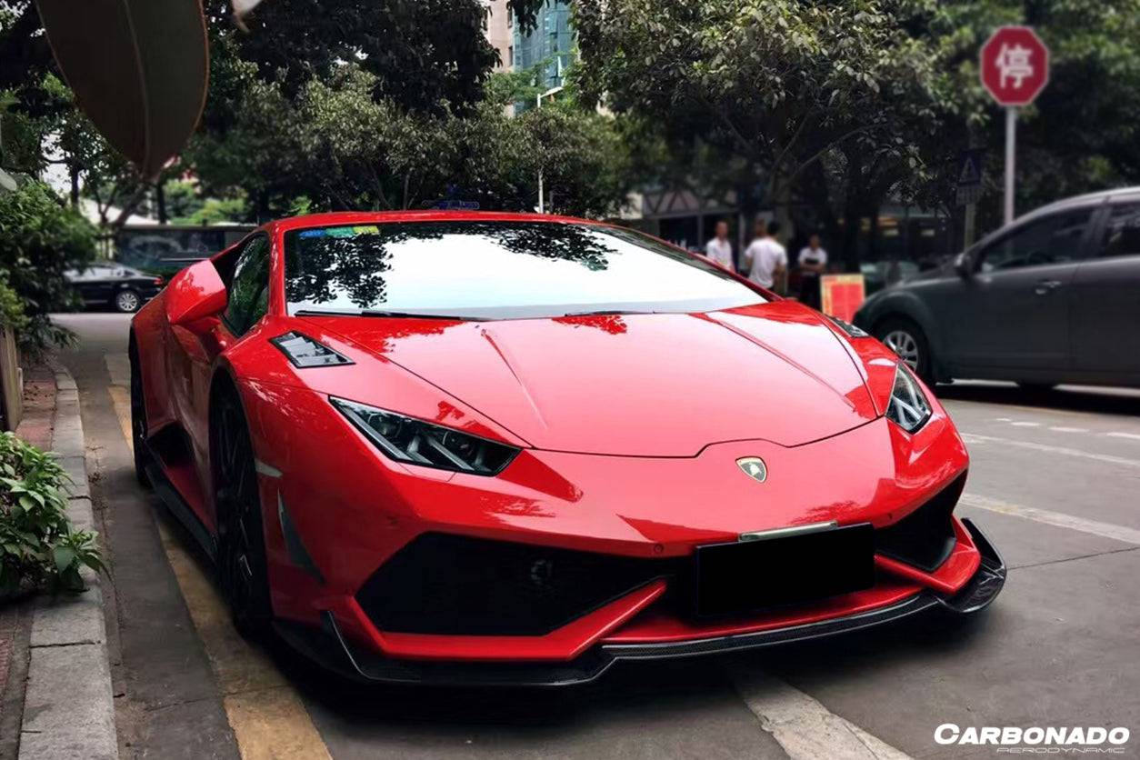 2015-2020 Lamborghini Huracan LP610 RZS Style Carbon Fiber Front Bumper Canard - Carbonado Aero