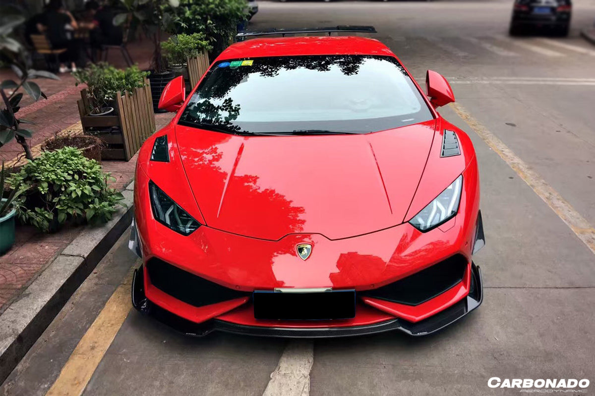 2015-2020 Lamborghini Huracan LP610 RZS Style Carbon Fiber Front Bumper Canard - Carbonado Aero