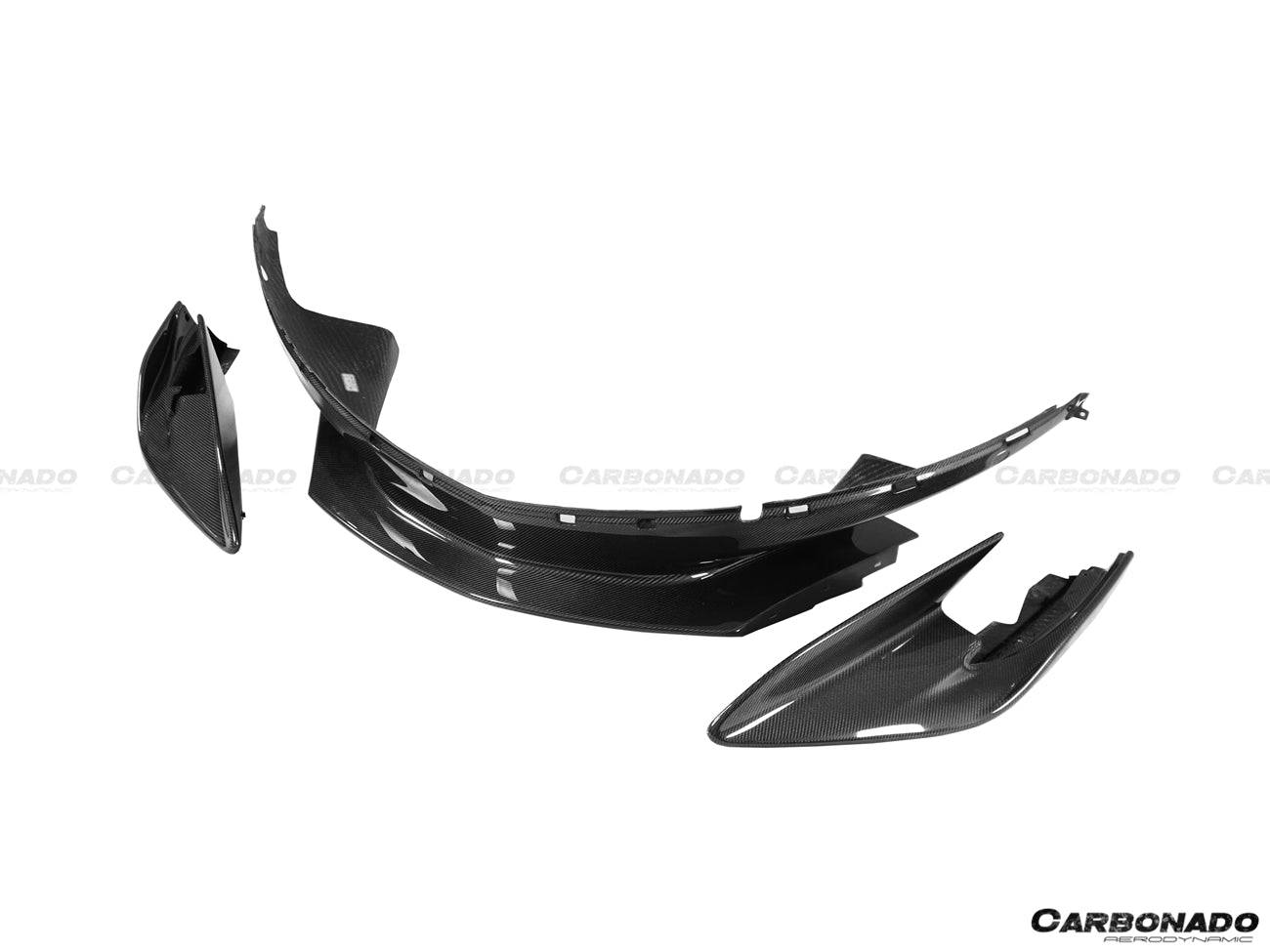 2015-2020 McLaren 540C/570S 600LT-Style Carbon Fiber Front Bumper Lip and Side Splitter - Carbonado Aero