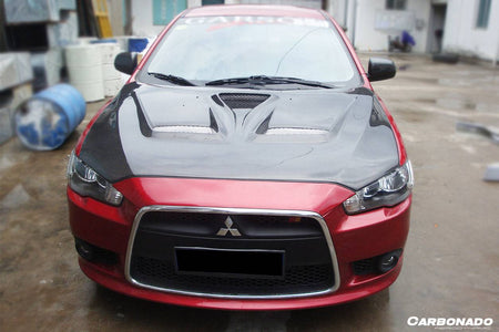 2008-2016 Mitsubishi Lancer VTX Style Carbon Fiber Hood - Carbonado Aero