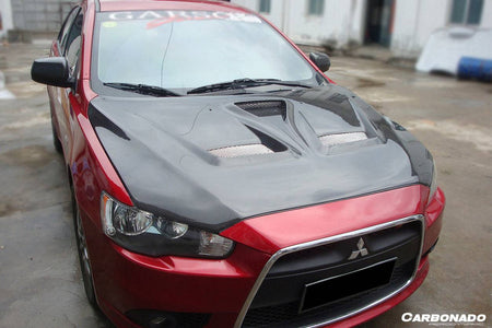 2008-2016 Mitsubishi Lancer VTX Style Carbon Fiber Hood - Carbonado Aero