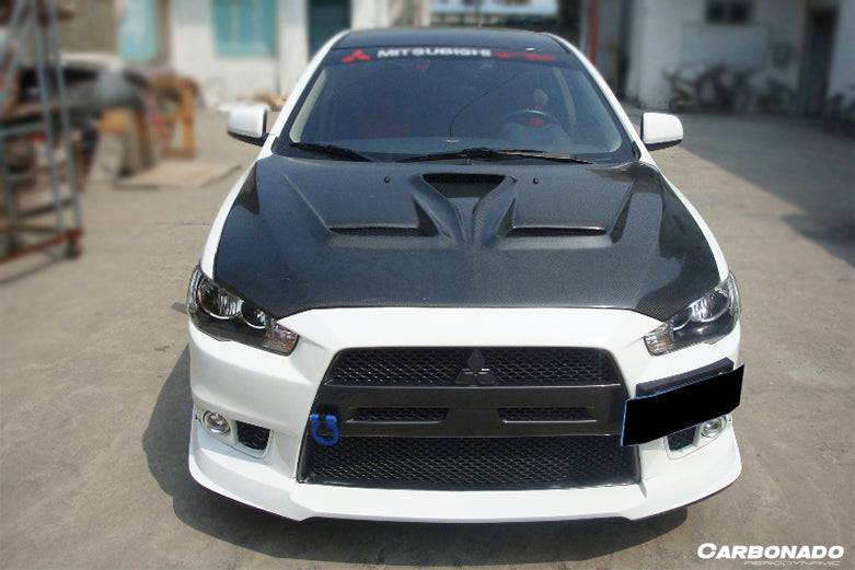 2008-2016 Mitsubishi Lancer VTX Style Carbon Fiber Hood - Carbonado