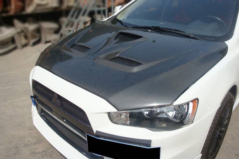 2008-2016 Mitsubishi Lancer VTX Style Carbon Fiber Hood - Carbonado