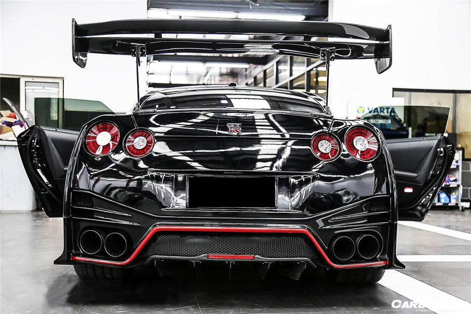 2012-2020 Nissan GTR R35 DBA & EBA NISMO Style Carbon Fiber Rear Diffuser With Canards & Break Light - Carbonado