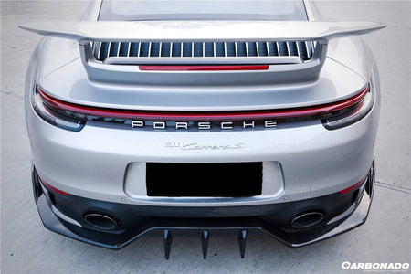 2019-2023 Porsche 911 992 Carrera & Targa Sport Design Bumper WP Style Dry Carbon Fiber Rear Lip - Carbonado