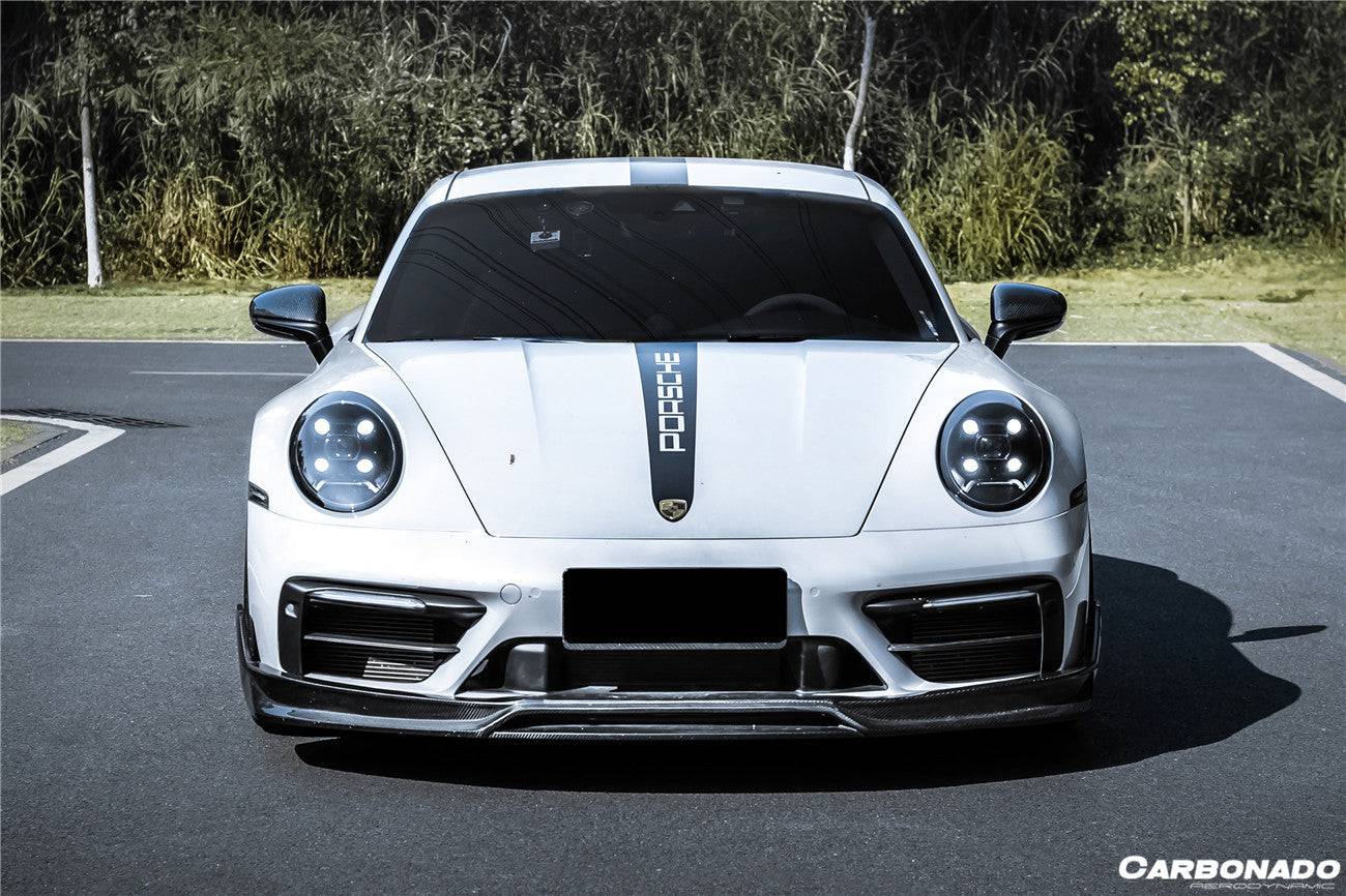 2019-2023 Porsche 911 992 Carrera/Targa Sport Design Bumper WP Style Dry Carbon Fiber Front Lip - Carbonado Aero