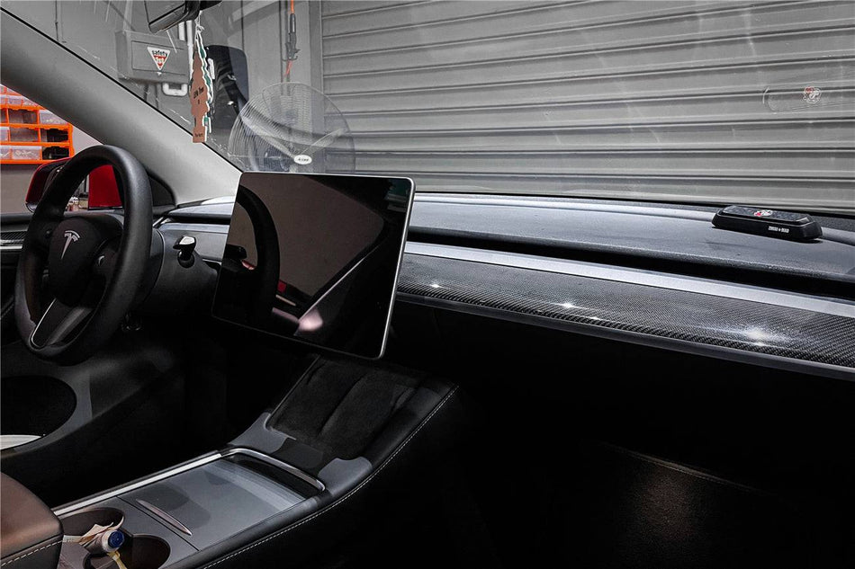 2020-2023 Tesla Model 3/Y OEM Style Autoclave Carbon Fiber Dashboard Trim Interior Replacement - Carbonado