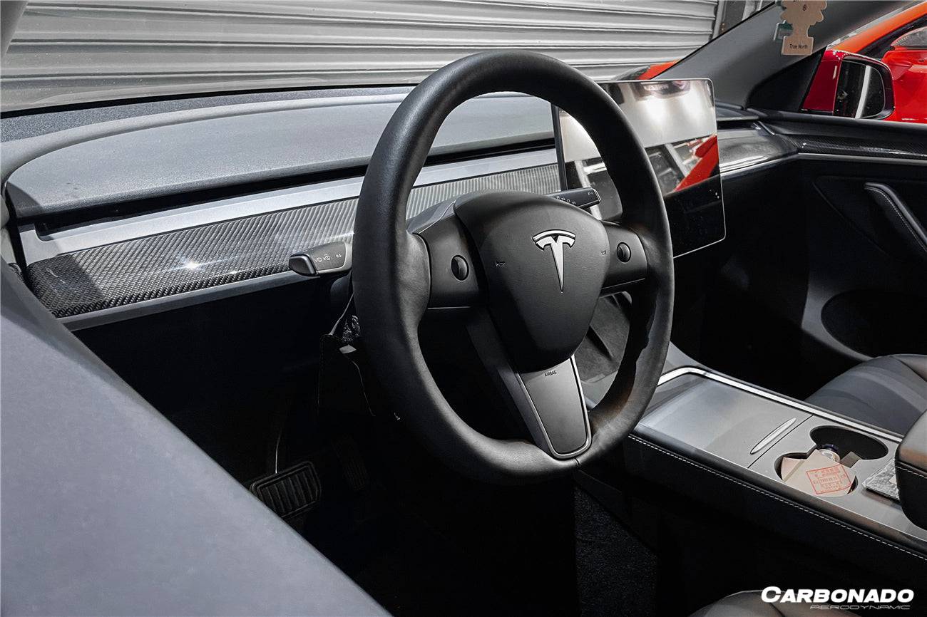 2020-2023 Tesla Model 3/Y OEM Style Autoclave Carbon Fiber Dashboard Trim Interior Replacement - Carbonado Aero