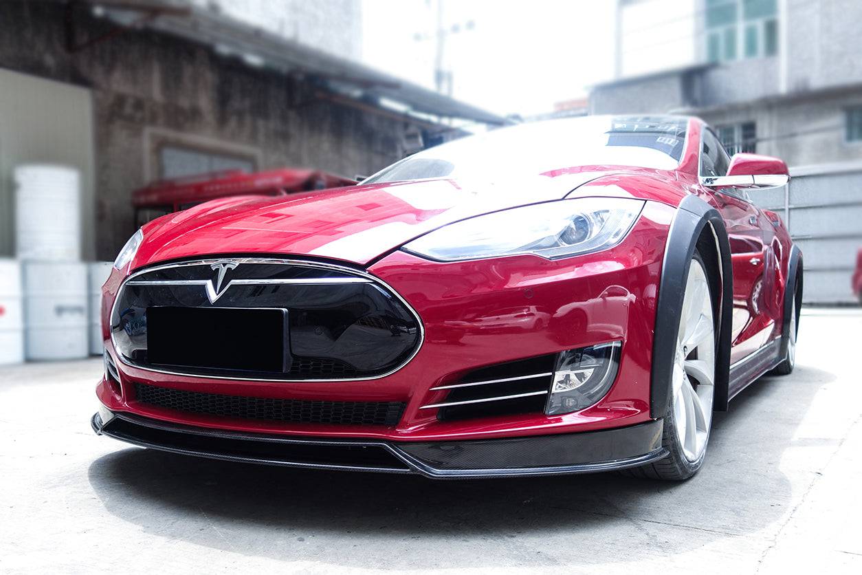 2012-2015 Tesla Model S RS Style Front Lip - Carbonado