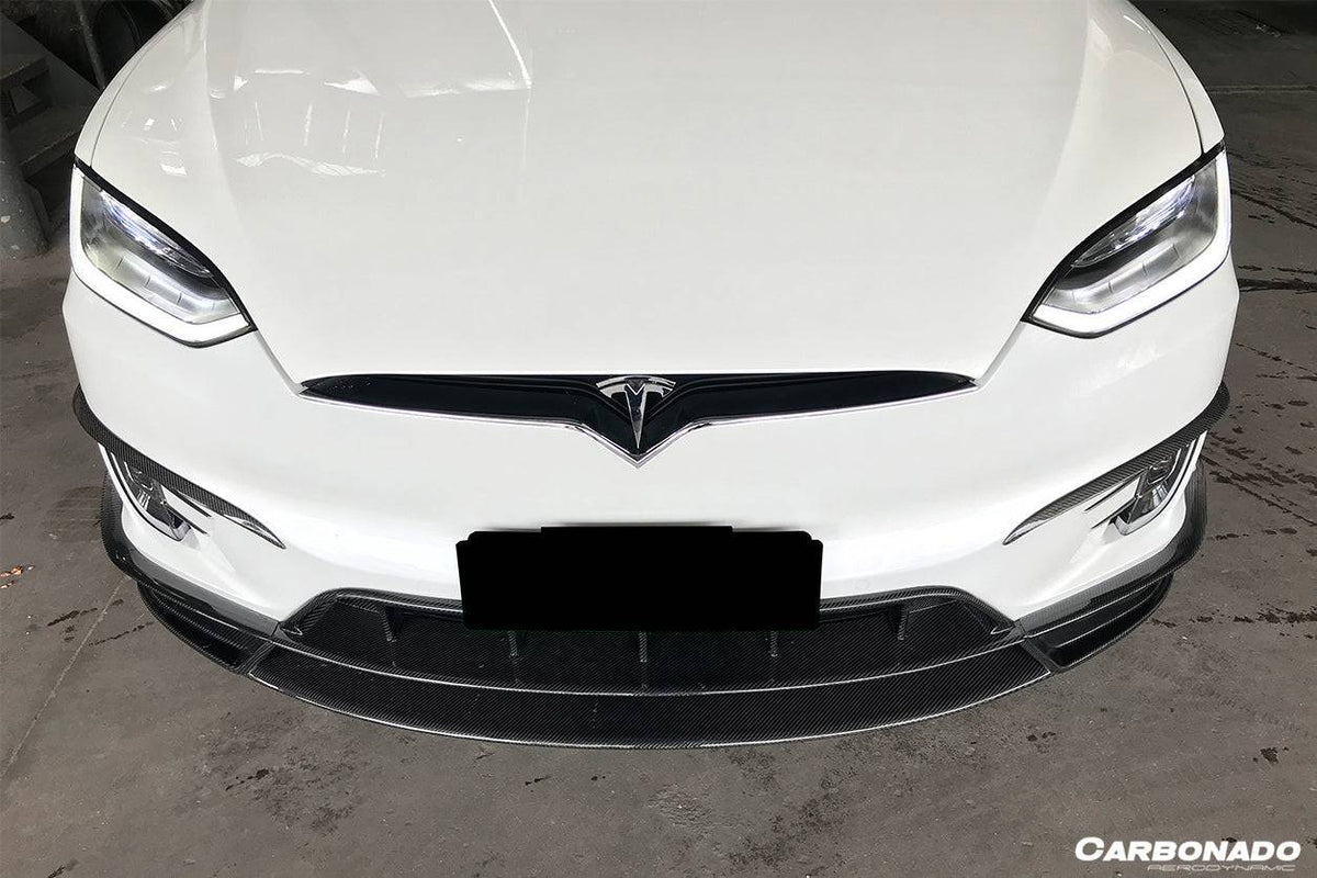 2016-2021 Tesla Model X SUV RZS Style Carbon Fiber Front Lip - Carbonado Aero