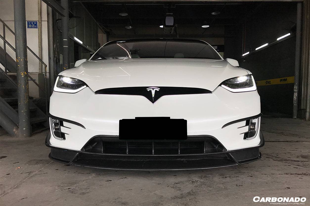 2016-2021 Tesla Model X SUV RZS Style Carbon Fiber Front Lip - Carbonado Aero