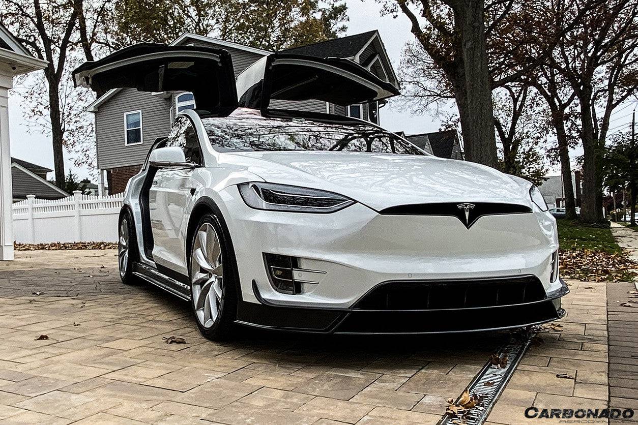 2016-2021 Tesla Model X SUV RZS Style Carbon Fiber Front Canards - Carbonado Aero