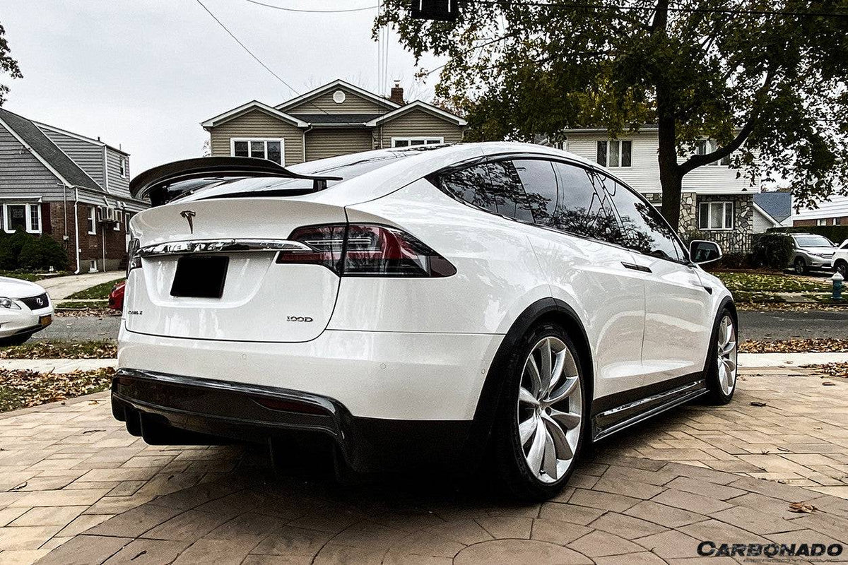 2016-2018 Tesla Model X SUV RZS Style Carbon Fiber Rear Lip - Carbonado Aero