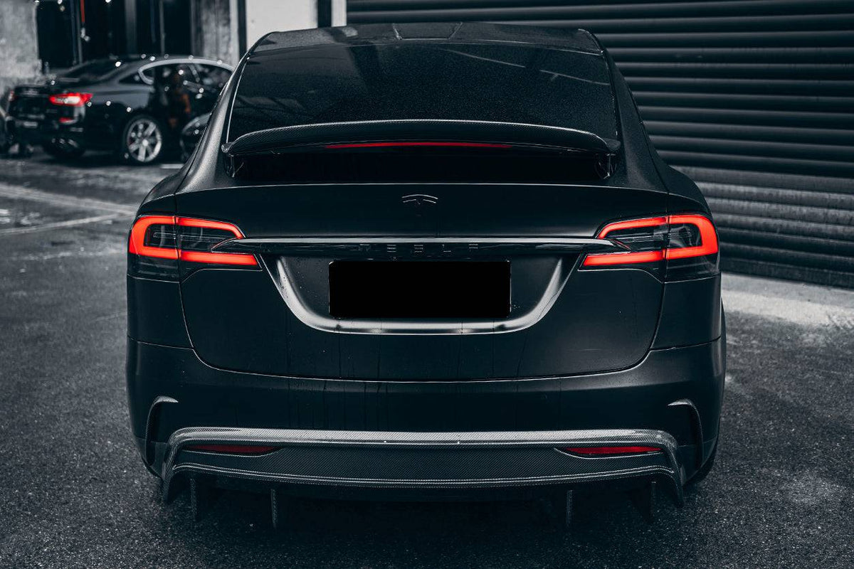 2016-2018 Tesla Model X SUV RZS Style Carbon Fiber Rear Lip - Carbonado